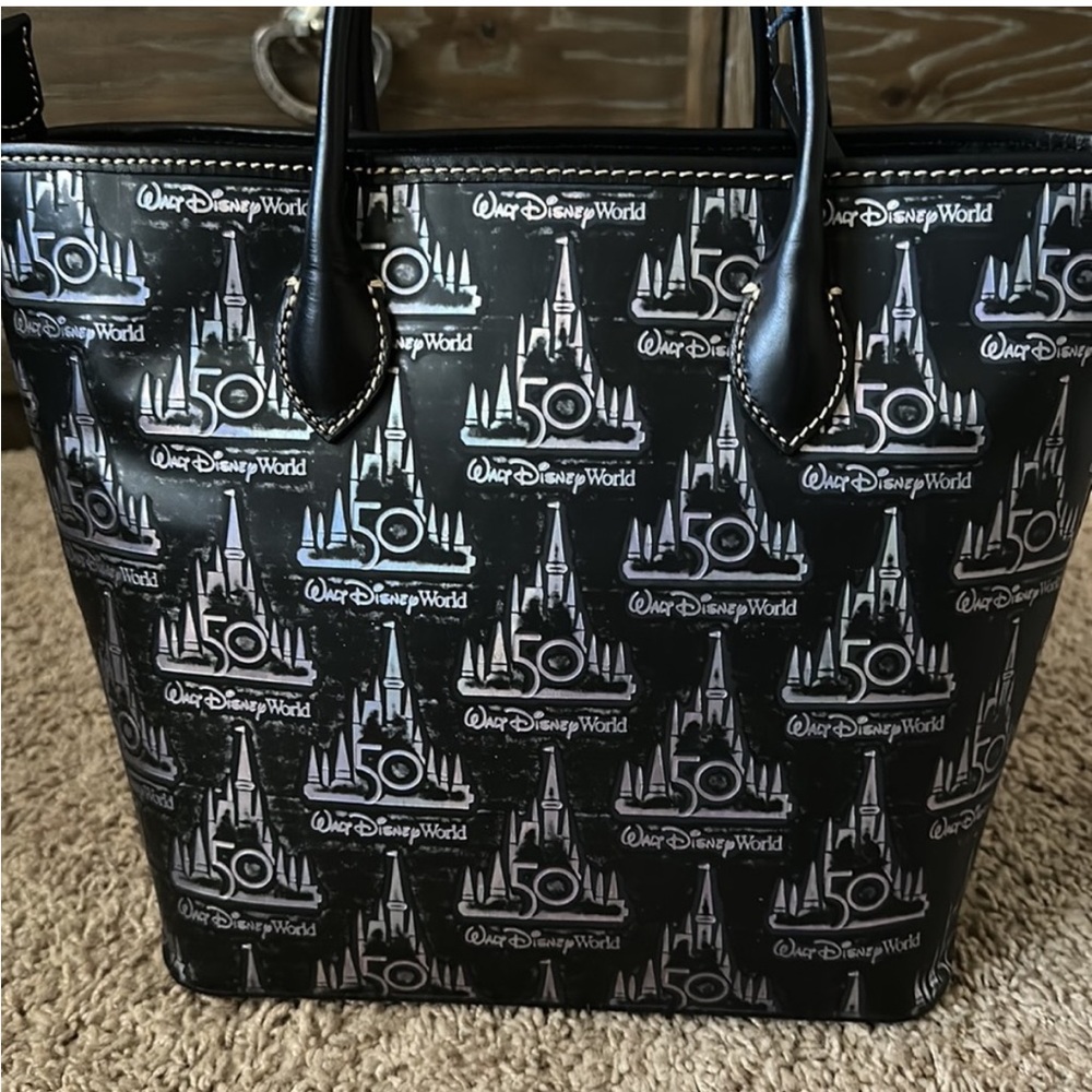 New Dooney & Bourke 50th Anniversary Disney World Purse Black Silver Castle